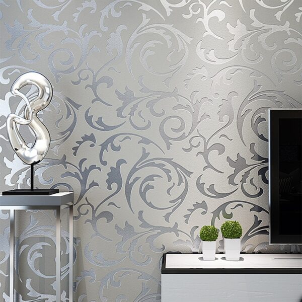 Silver Floral Wallpaper